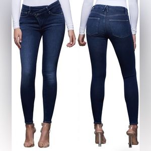 Good American: Good Legs Crossover High Waist Ankle Skinny Jeans Size 0 / 25